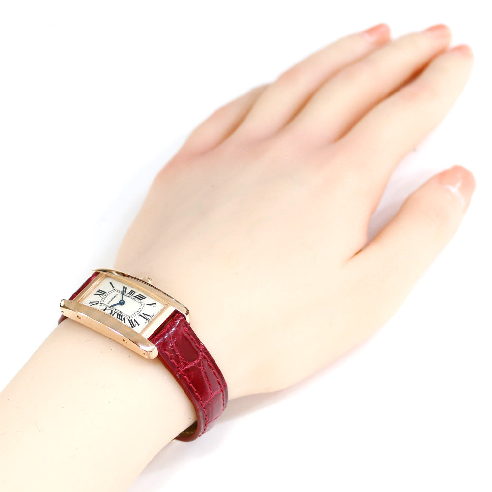 CARTIER カルティエ タンクアメリカンSM 腕時計 18金 K18ピンク