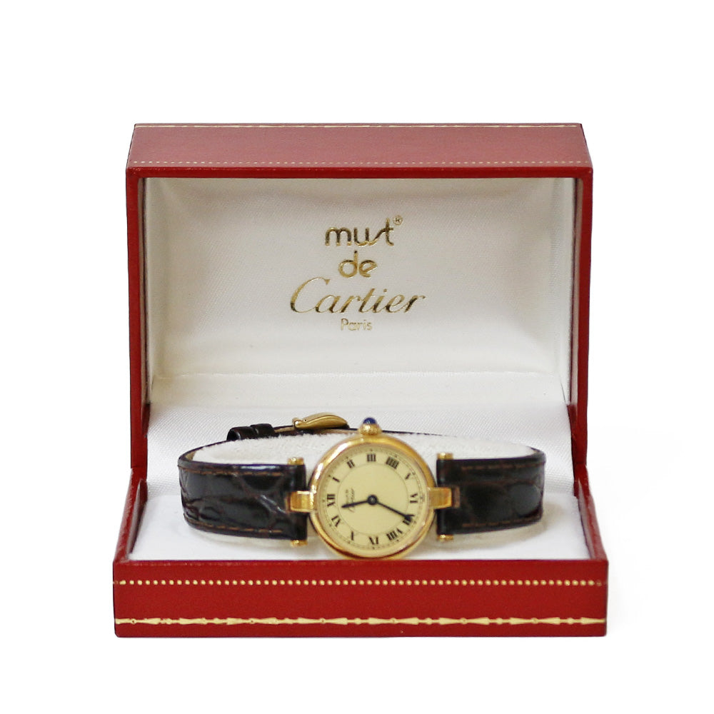 Cartier Must Vendome Vermeil Watch GP 590004 Ladies Used [1 Year