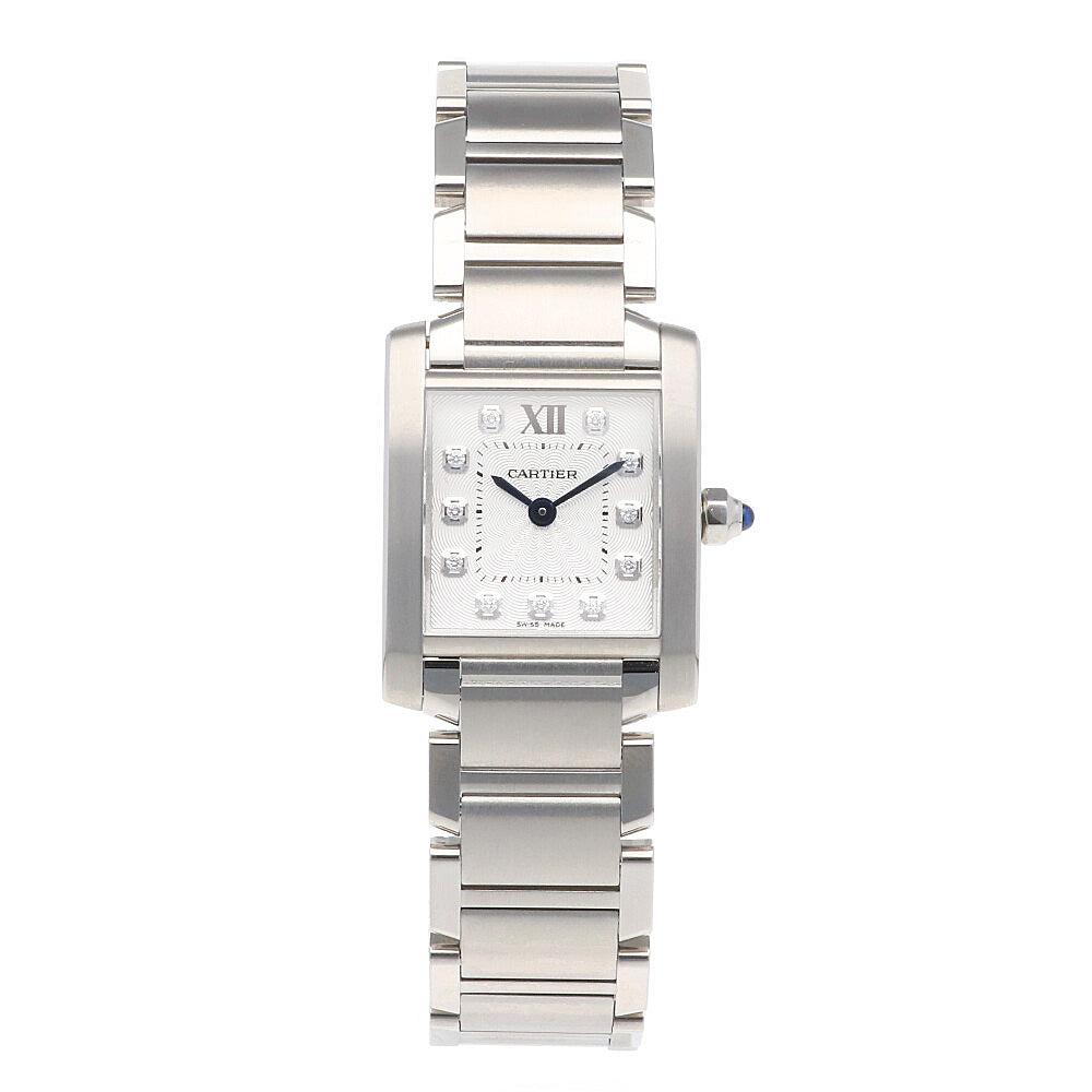 カルティエ タンクフランセーズ SM 腕時計 時計 ステンレススチール 2384 クオーツ レディース 1年保証 CARTIER  中古 カルティエ タンクフランセーズ SM 2384 ホワイト レディース 時計