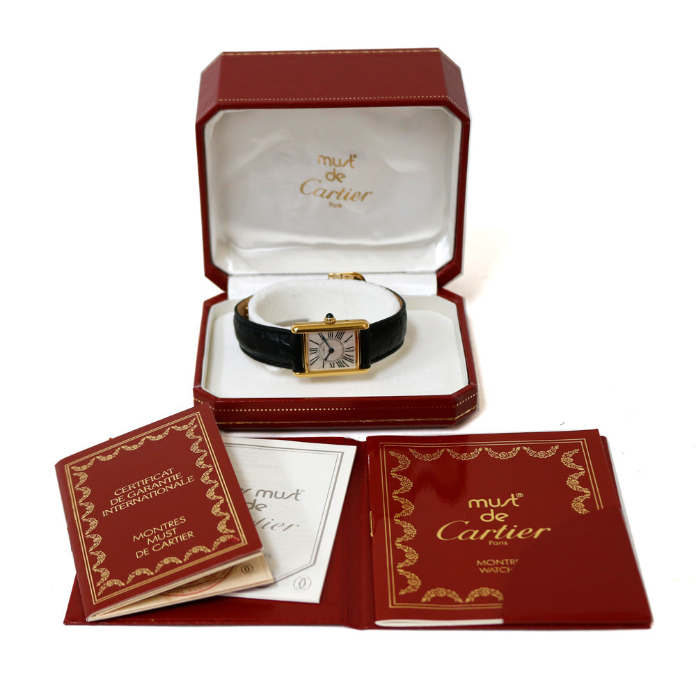 T147 カルティエ ヴェルメイユ マストタンクSM オパラン クォーツ 箱付き T147 カルティエ ヴェルメイユ マストタンクSM オパラン