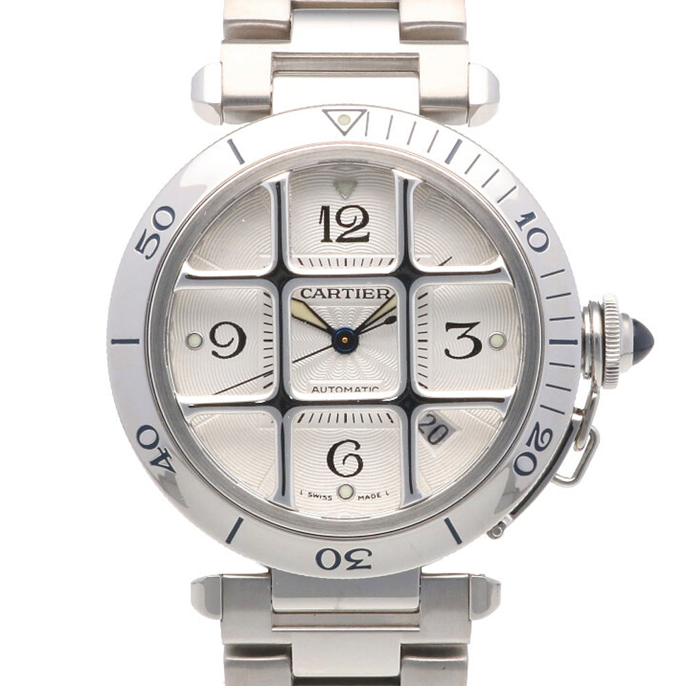 CARTIER カルティエ パシャ38 グリッド 腕時計 ステンレススチール