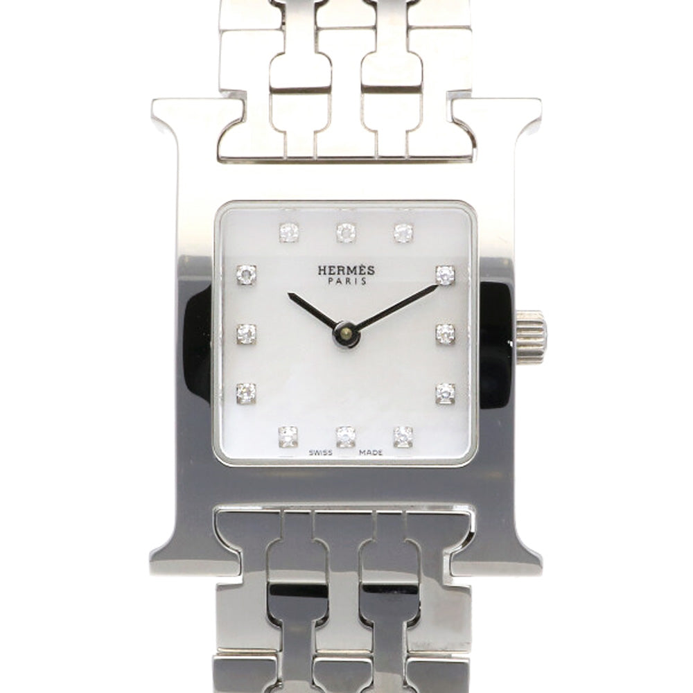 中古 エルメス HERMES HH1.210 ホワイト レディース 腕時計 エルメス HERMES Hウォッチ ロンド HR1.210 ホワイト SS クオーツ