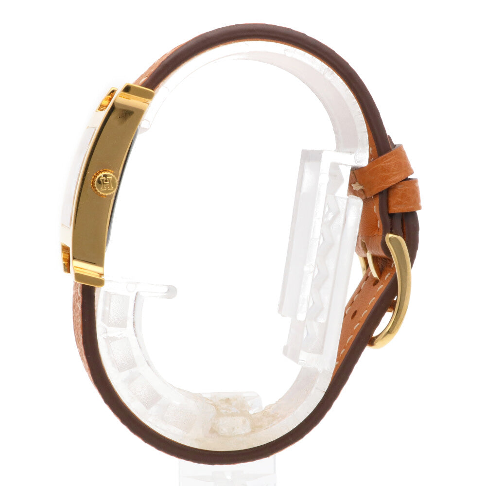 【HERMES 】Hウォッチ HH1.201 ゴールド/ブラウン Hermes H Watch HH1.201 Quartz SS Leather Genuine Buckle (GP