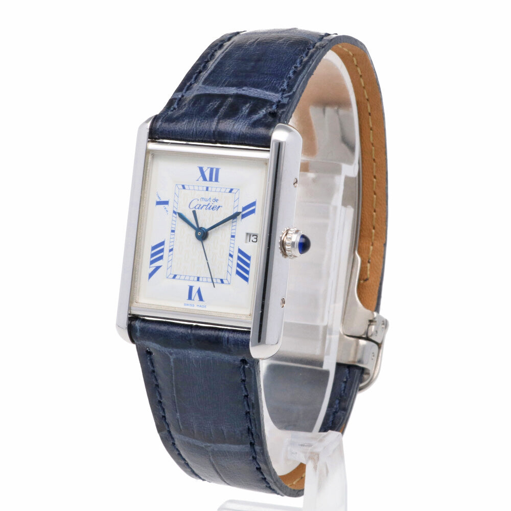 must de Cartier 腕時計 アナログ シルバー/ネイビー