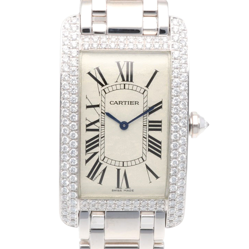 CARTIER カルティエ タンクアメリカンSM 腕時計 18金 K18ホワイト