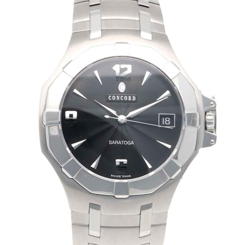 稼動品　CONCORD コンコルド　サラトガ　デイト　腕時計　黒文字盤 Concord コンコルド サラトガ 腕時計 ステンレススチール 14.C2.1894