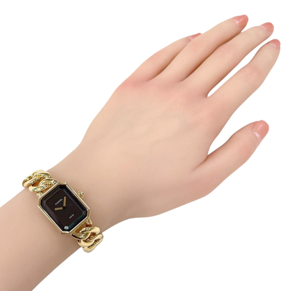 ☆稼働☆シャネル　プルミエール　L 腕時計　時計　　　クォーツ 電池交換済 CHANEL シャネル プルミエール L 腕時計 18金 K18イエローゴールド 403