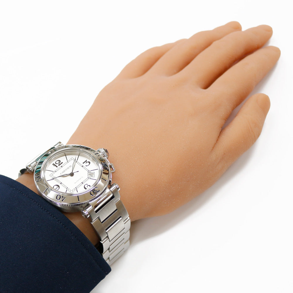 CARTIER カルティエ パシャ シータイマー 腕時計 ステンレススチール