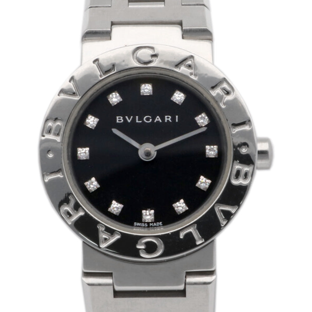 BVLGARI　ブルガリ　時計　BB23SS　クオーツ　ステンレス　12Pダイヤ　黒文字盤　レディース腕時計　2148103741166 ブルガリ ブルガリブルガリ 腕時計 BB23SS クオーツ