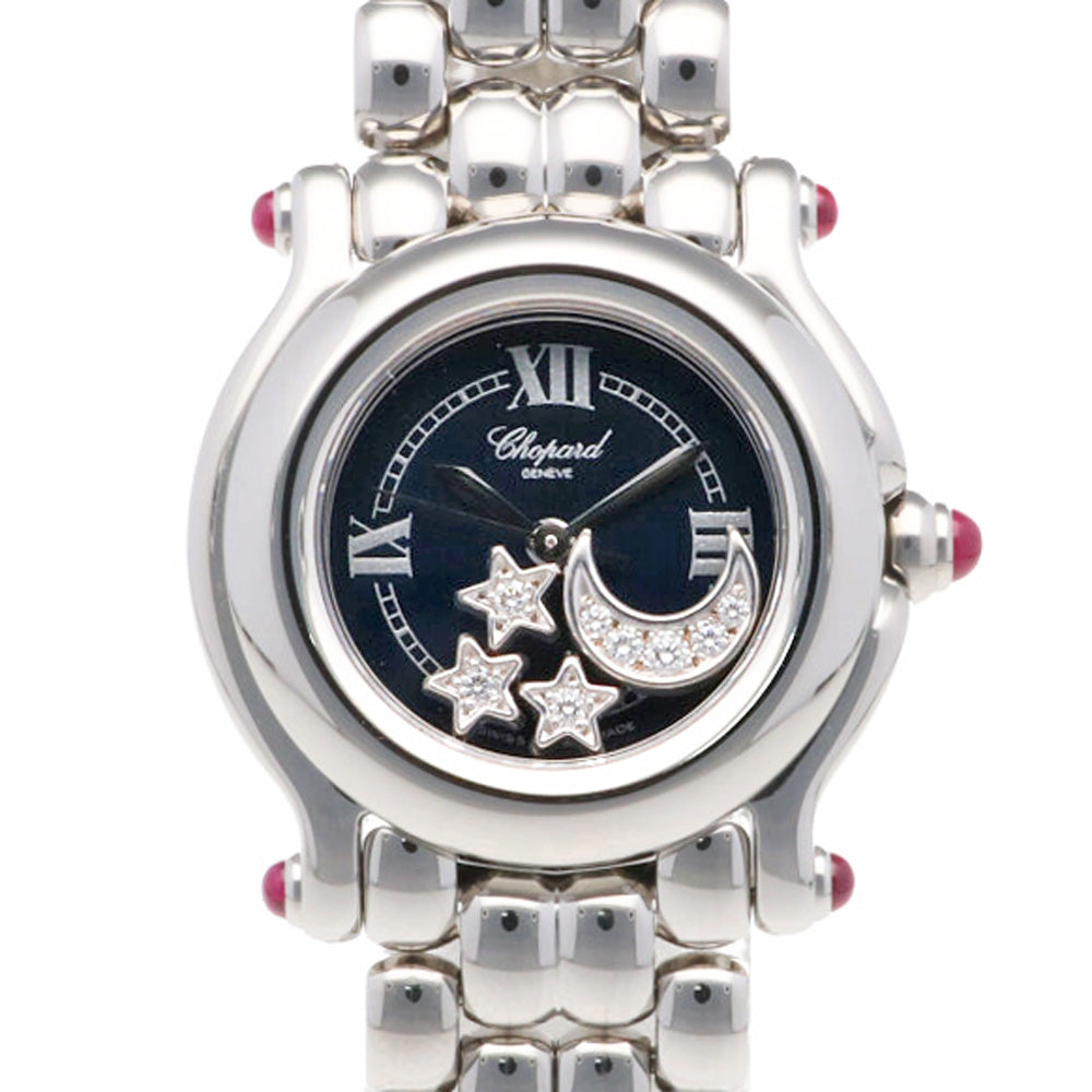 美品 ショパール　ハッピースポーツ　ゴールド トラベルテーブルクロック ケース付 Chopard ショパール ハッピースポーツ デイト 5P ダイヤモンド