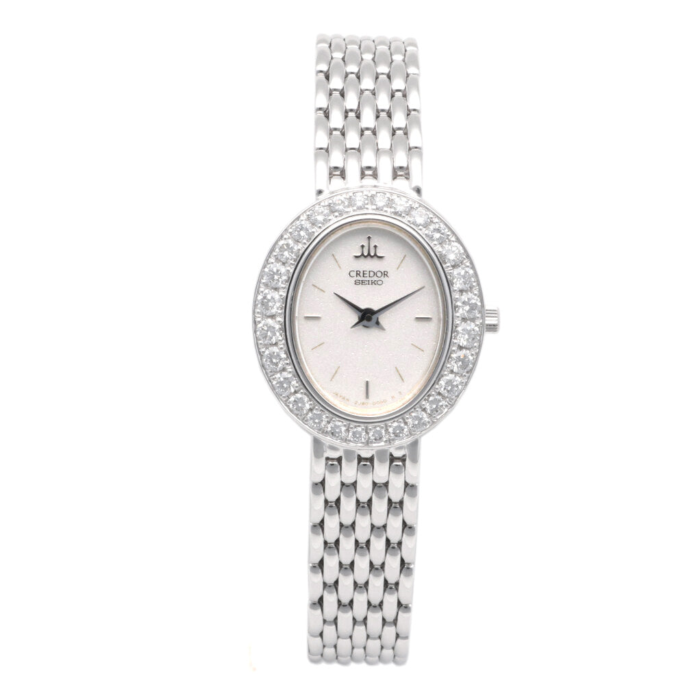 CREDOR SEIKO Watch 18K White Gold 2J80-5010 Ladies Used [1 Year