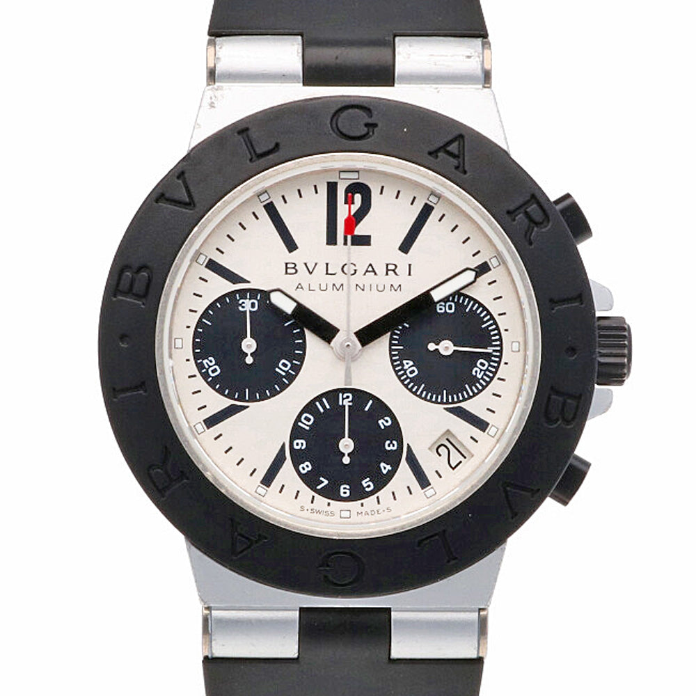 最終値下げ　美品 ブルガリ アルミニウム AC38TA クロノグラフ ブルガリ BVLGARI アルミニウム クロノグラフ 腕時計 アルミ
