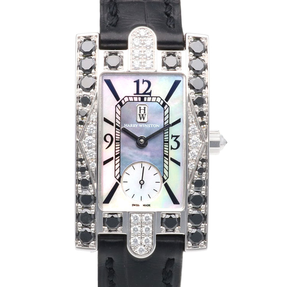 【HARRY WINSTON】ハリーウィンストン アヴェニュー 310LQW K18ホワイトゴールド×ダイヤモンド×クロコダイル クオーツ アナログ表示 レディース 青文字盤 腕時計 HARRY WINSTON ハリーウィンストン アヴェニュー 腕時計 18金 K18