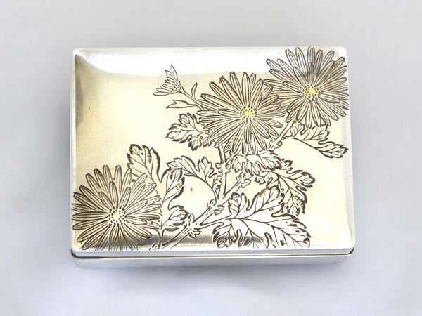 シルバー950 花柄彫刻 工芸品 送料無料 中古 銀製 SILVER950 灰皿 菊 花柄 シガレットトレー
