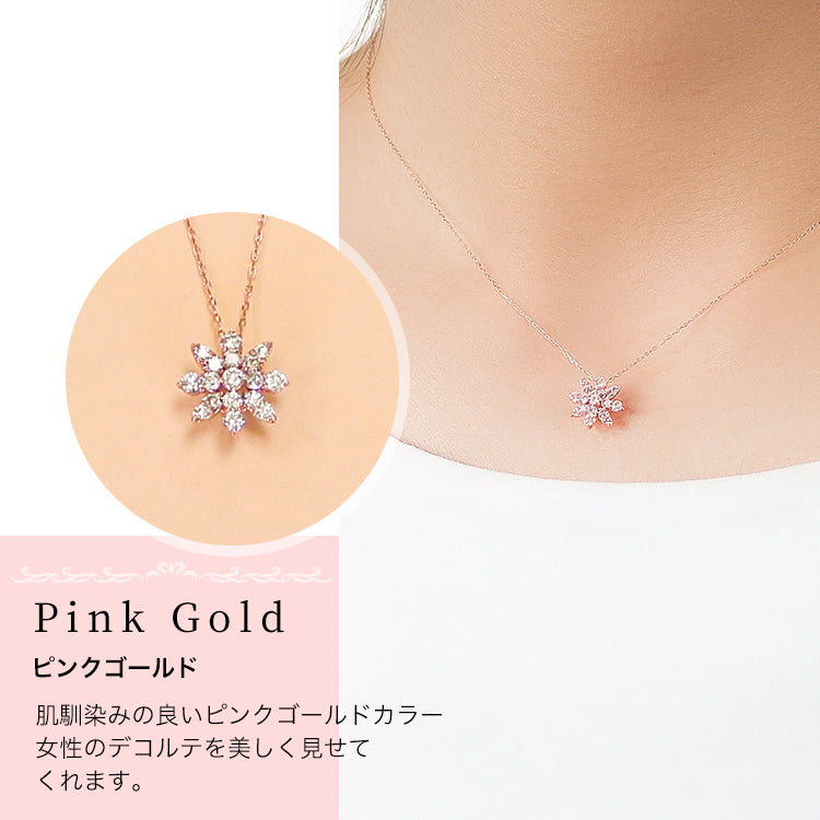 新品】 K18 ネックレス ダイヤモンド フラワー 花 18金 K18