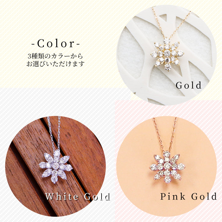 新品】 K18 ネックレス ダイヤモンド フラワー 花 18金 K18ゴールド