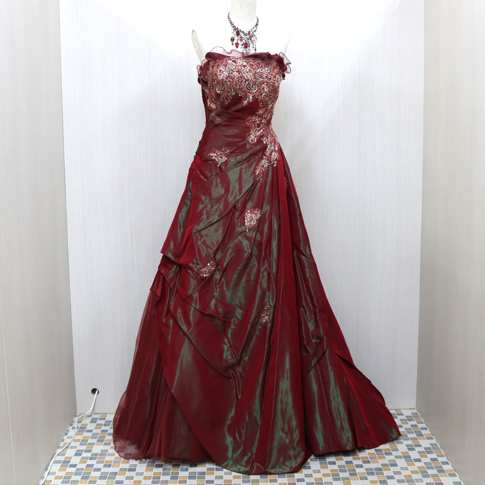中古】 ドレス 9号 玉虫色 スパンコール カラードレス 婚礼衣装 花嫁 
