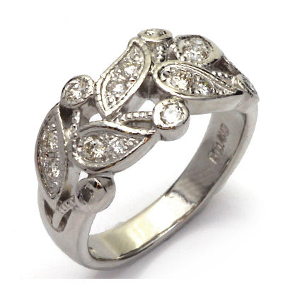 超价节21% OFF] [免运费] [二手] ◎PT900 钻石戒指D0.40 白金女式可爱  