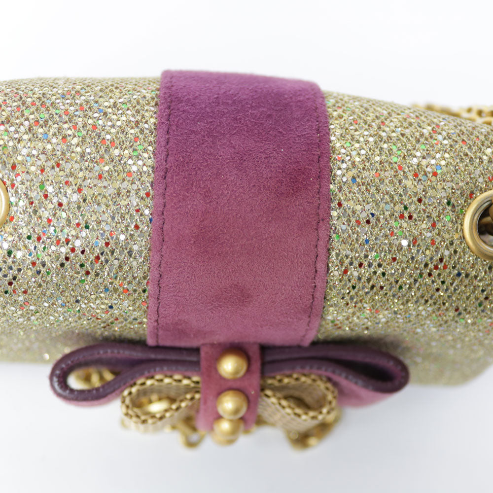 ルブタンスタッズ付きピンクパーティーバッグ