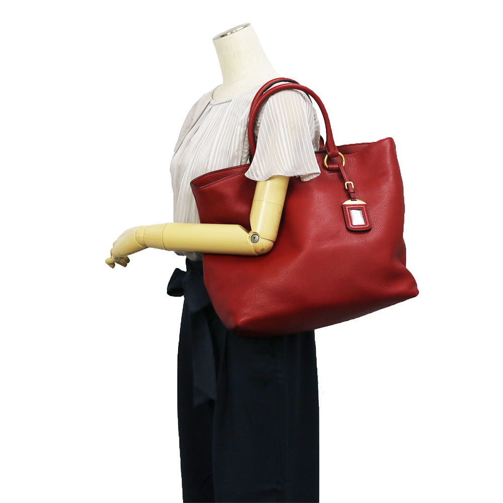 プラダ ハンドバッグ　レッド 中古】 プラダ PRADA ハンドバッグ ショルダーバッグ レザー