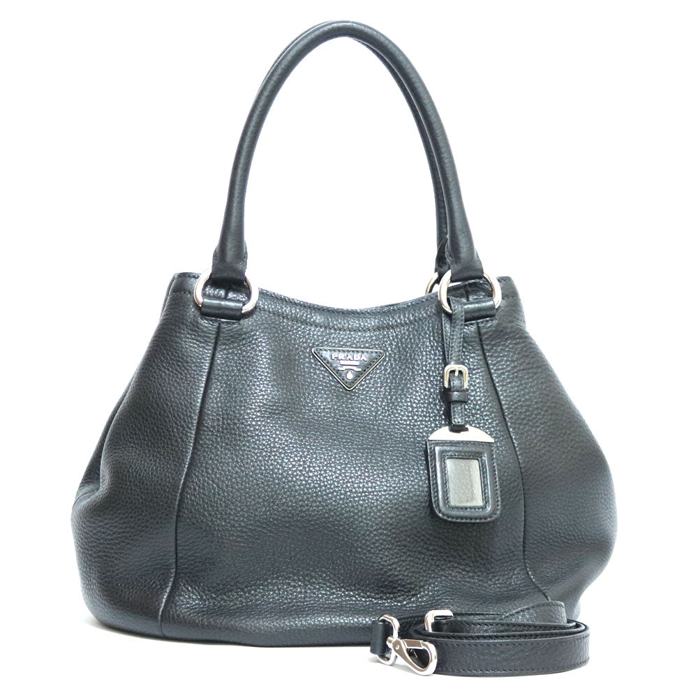 【ニモ】Prada 2way Leather Shoulder Bag Used] Prada Shoulder Bag 2way Handbag Leather Black Black Women's