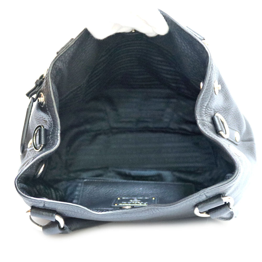 Used] Prada Shoulder Bag 2way Handbag Leather Black Black