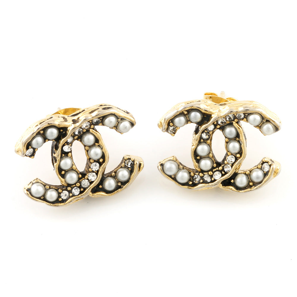 中古】 シャネル CHANEL ピアス ココマーク メタル フェイクパール