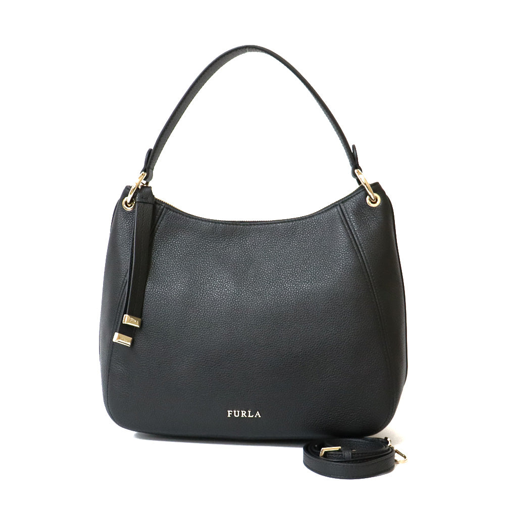 【中古】 フルラ Furla ショルダーバッグ ハンドバッグ　2WAY レザー ブラック ブラック レディース【BIM】