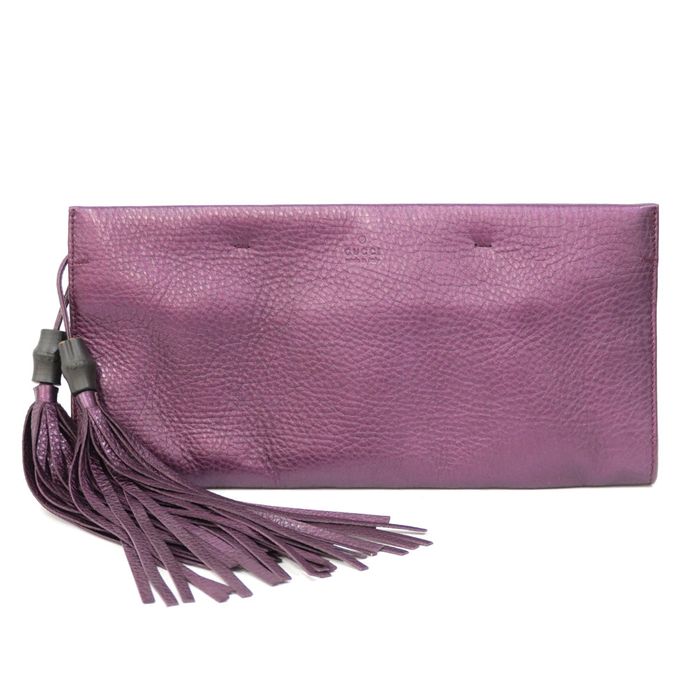 中古】 グッチ GUCCI クラッチバッグ バンブー パープル レディース
