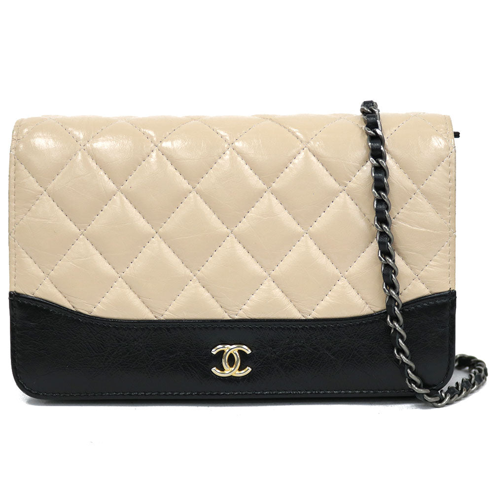 中古】 シャネル CHANEL ショルダーバッグ ガブリエルドゥチェーンウォレット レザー ベージュ ベージュ ブラック レディース【BI –  【公式】リサイクルキング オンラインショップ