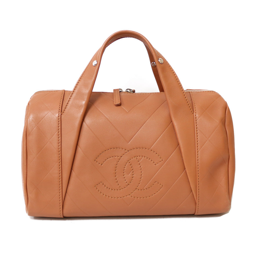 中古】 シャネル CHANEL ハンドバッグ レザー ブラウン ブラウン 