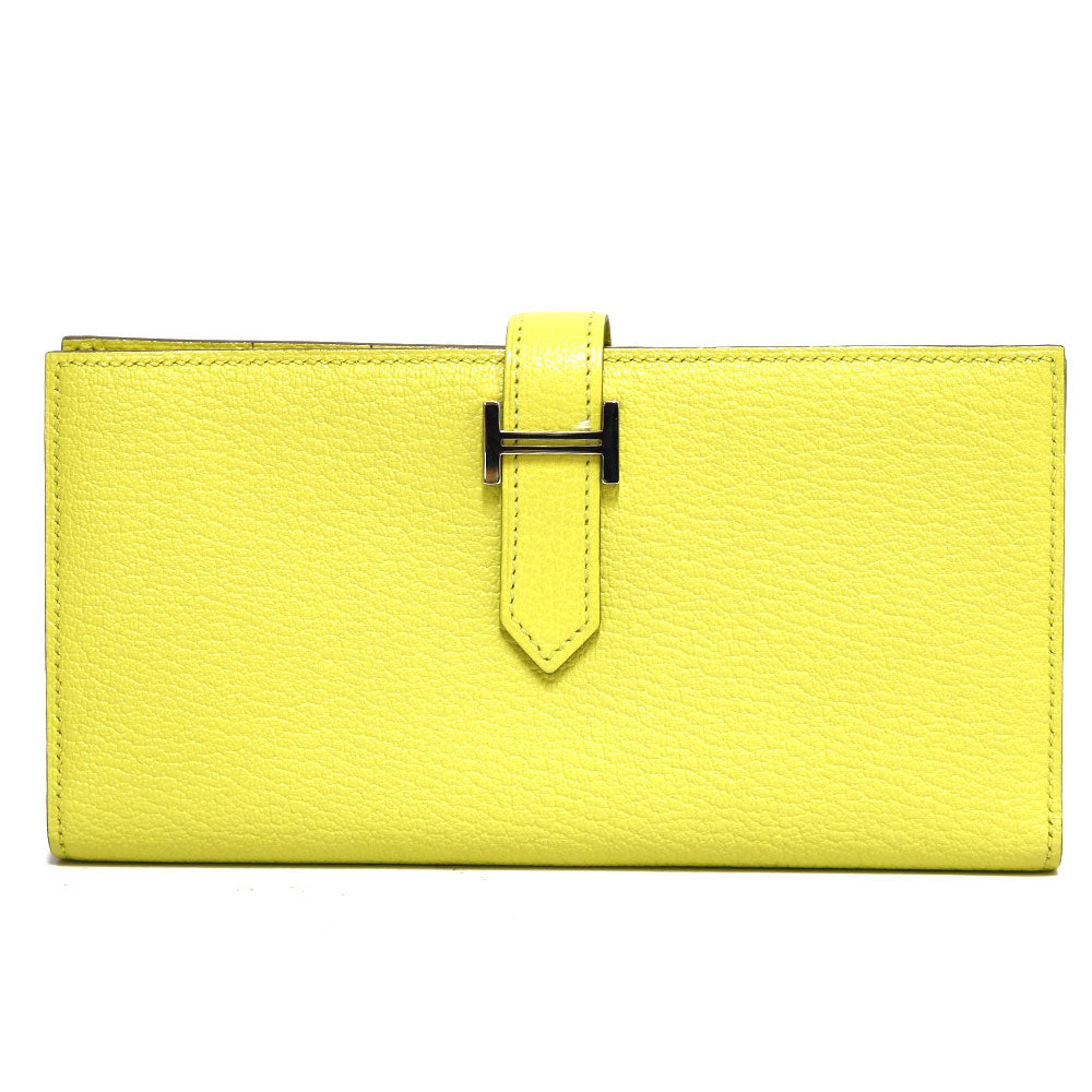 中古】 エルメス HERMES 長財布 ベアンスフレ レザー イエロー