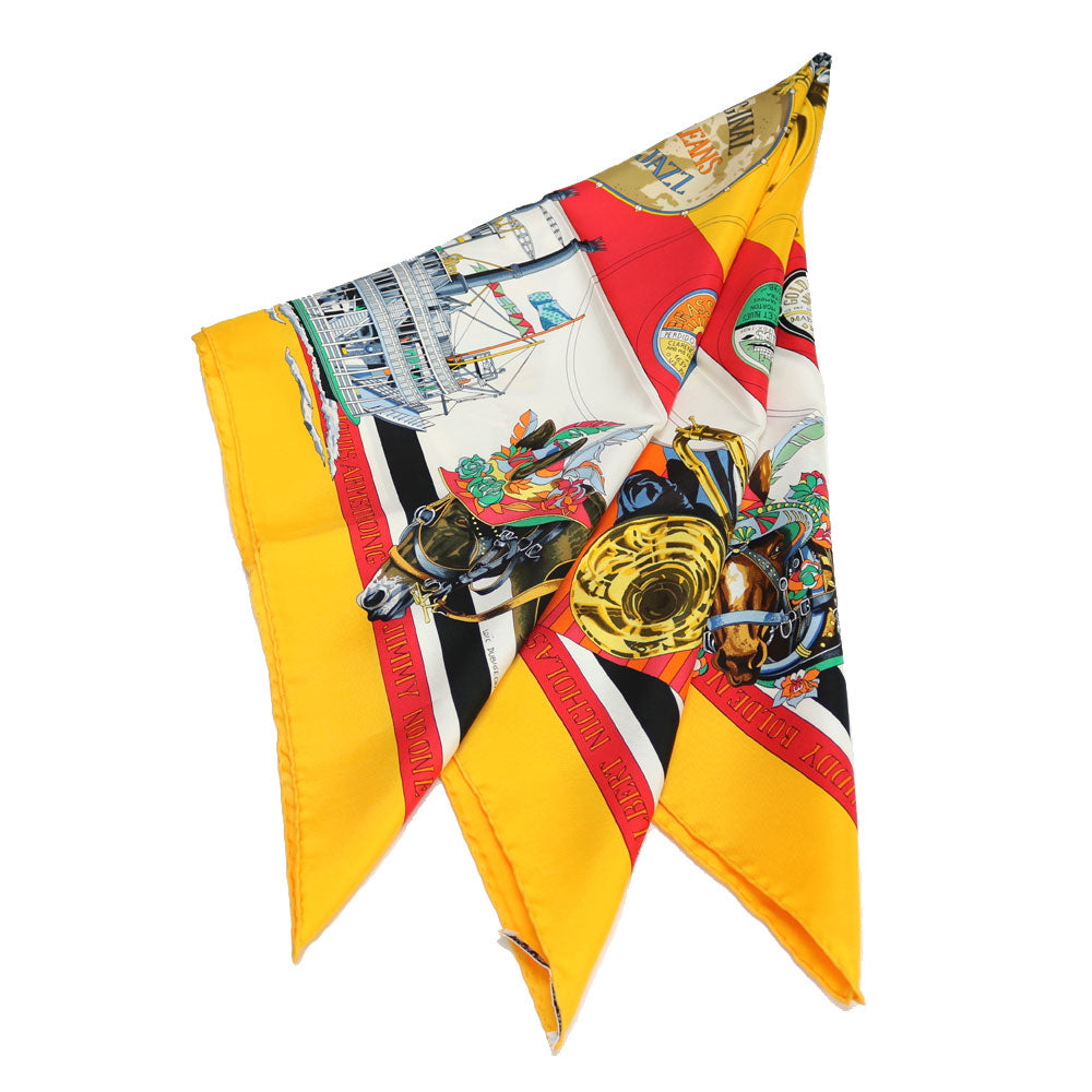 HERMES イエロープリントシルクスカーフ HERMES エルメス スカーフ シルク イエロー : ブランドバリュー
