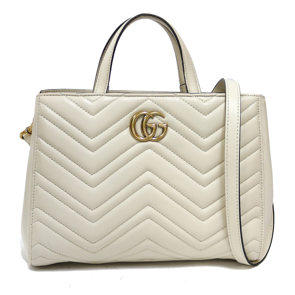 中古】 グッチ GUCCI ショルダーバッグ GGマーモント 2WAY ホワイト 