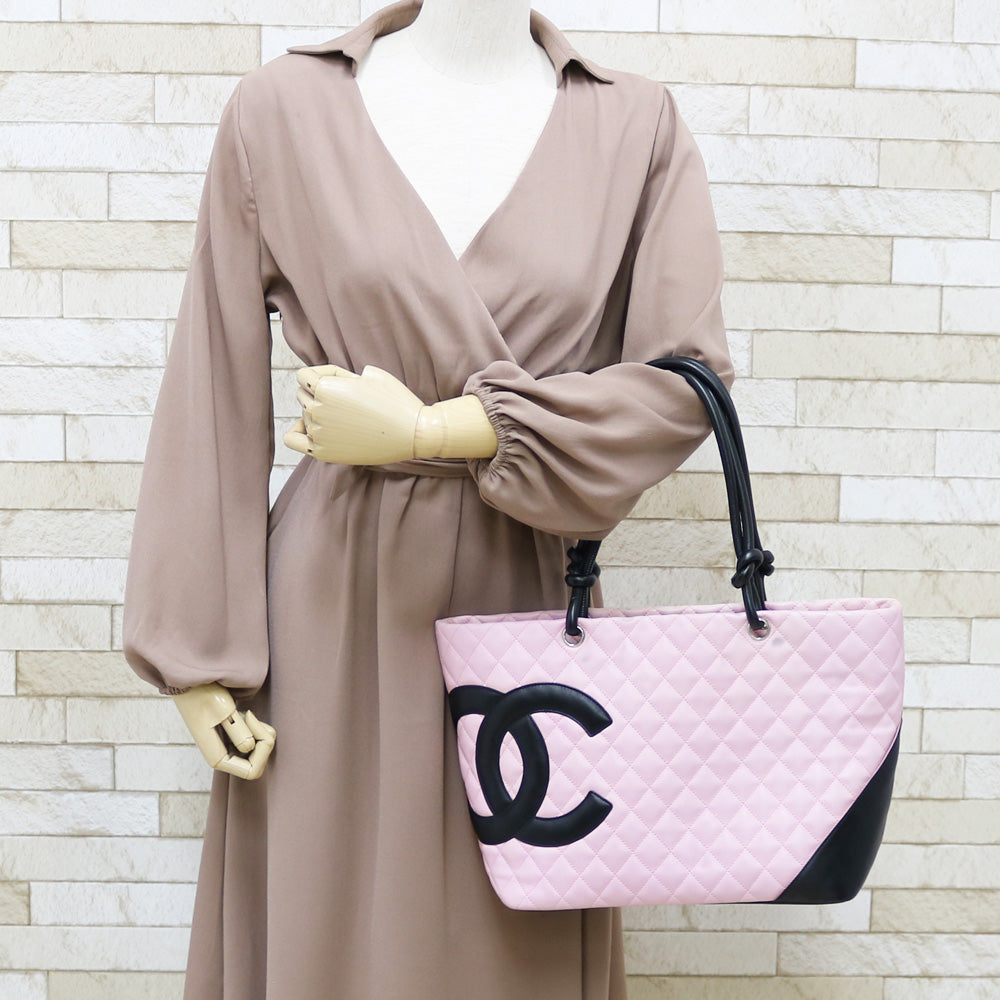 中古】 シャネル CHANEL トートバッグ カンボントート レザー ピンク