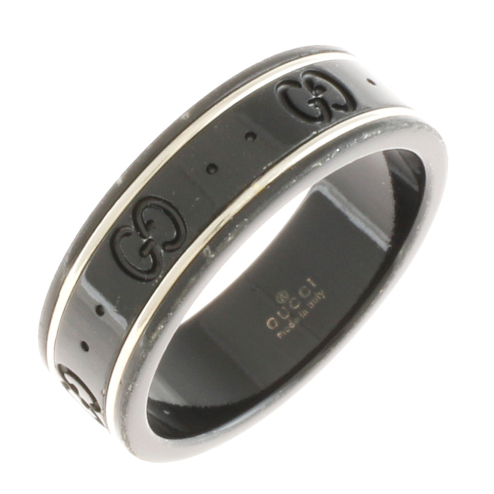 中古】 グッチ GUCCI リング 指輪 20号 アイコン シンバンド ブラック