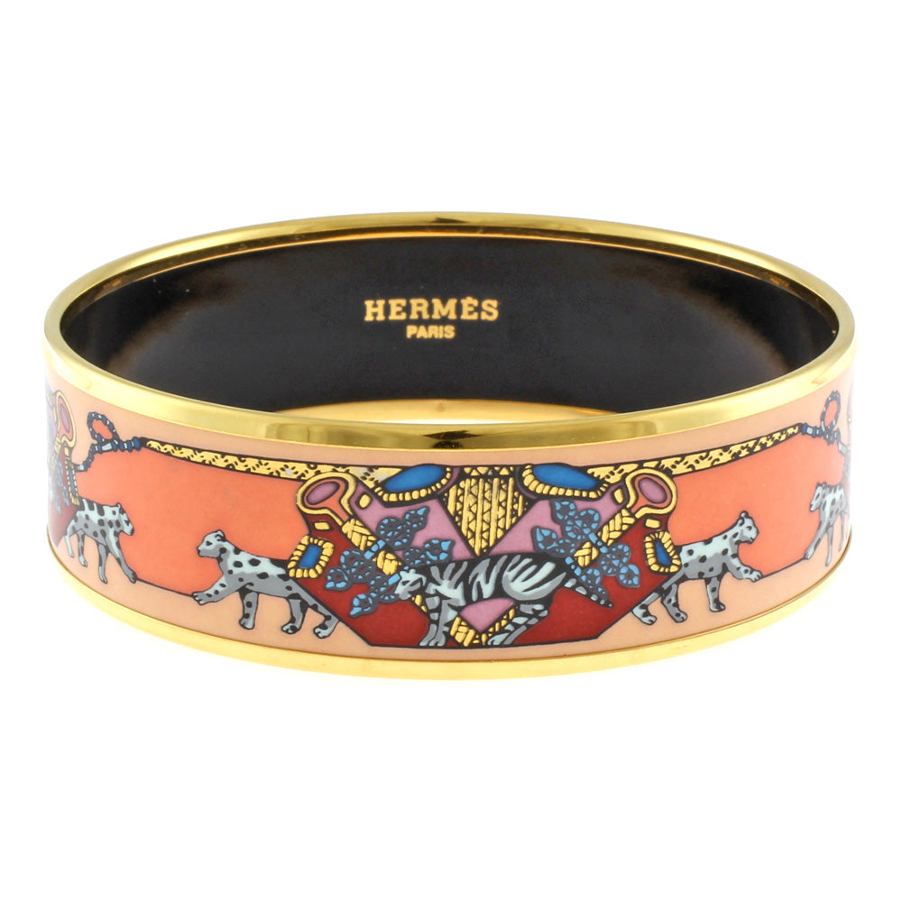 【中古】 エルメス HERMES バングル エマイユGM 七宝焼き エナメルブレスレット トラ メタル ゴールド オレンジ レディース【BJ】【BIM】