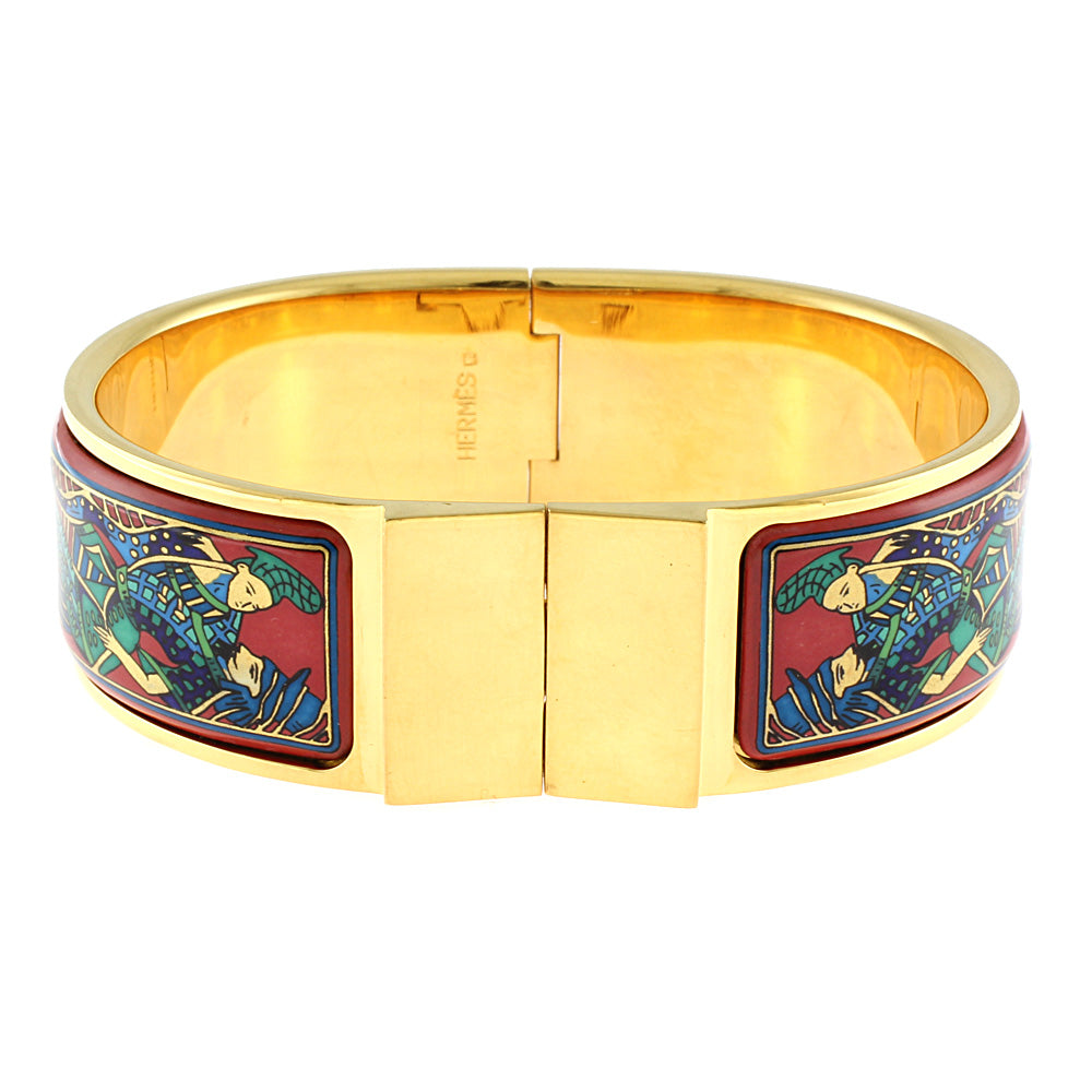 HERMES エルメス エマイユGM 七宝焼 バングル ブレスレット HERMES エルメス エマイユGM 七宝焼き バングル ゴールド×ワイン
