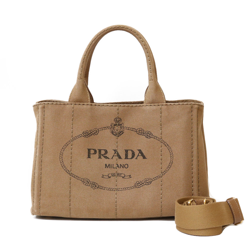 PRADA プラダ カナパトートSS ショルダーバッグ キャンバス ブラウン 