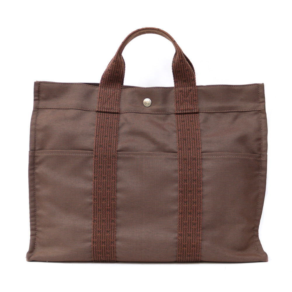 HERMES エルメス エールライン トートMM ハンドバッグ ブラウン HERMES エルメス エールライントートMM ハンドバッグ ナイロン