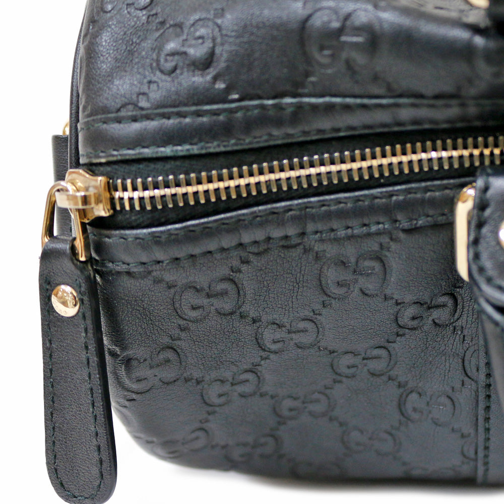 グッチ GUCCIグッチシマ ハンドバッグ キャンバス レザー ブラック【中古】 GUCCI グッチ グッチシマ ハンドバッグ レザー ブラック レディース