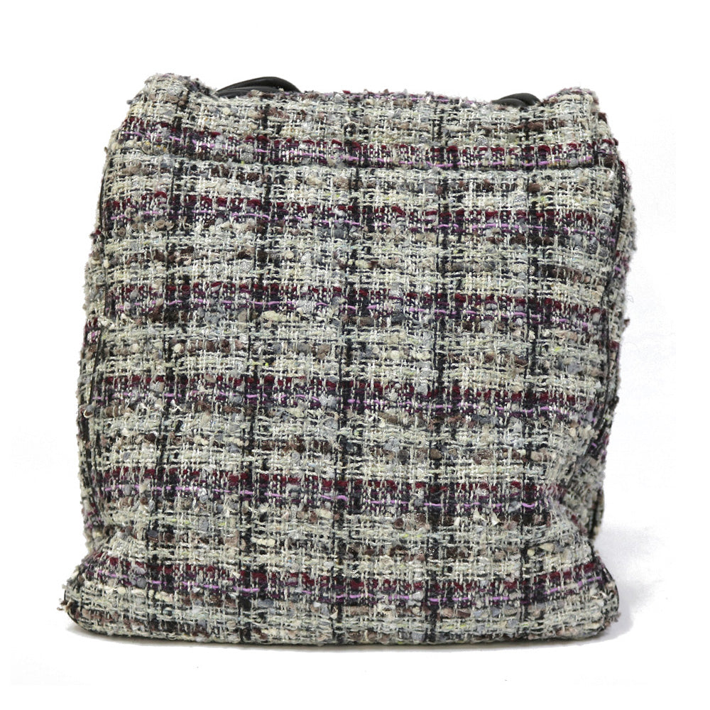 CHANEL シャネル ショルダーバッグ ツイード グレー レディース 中古