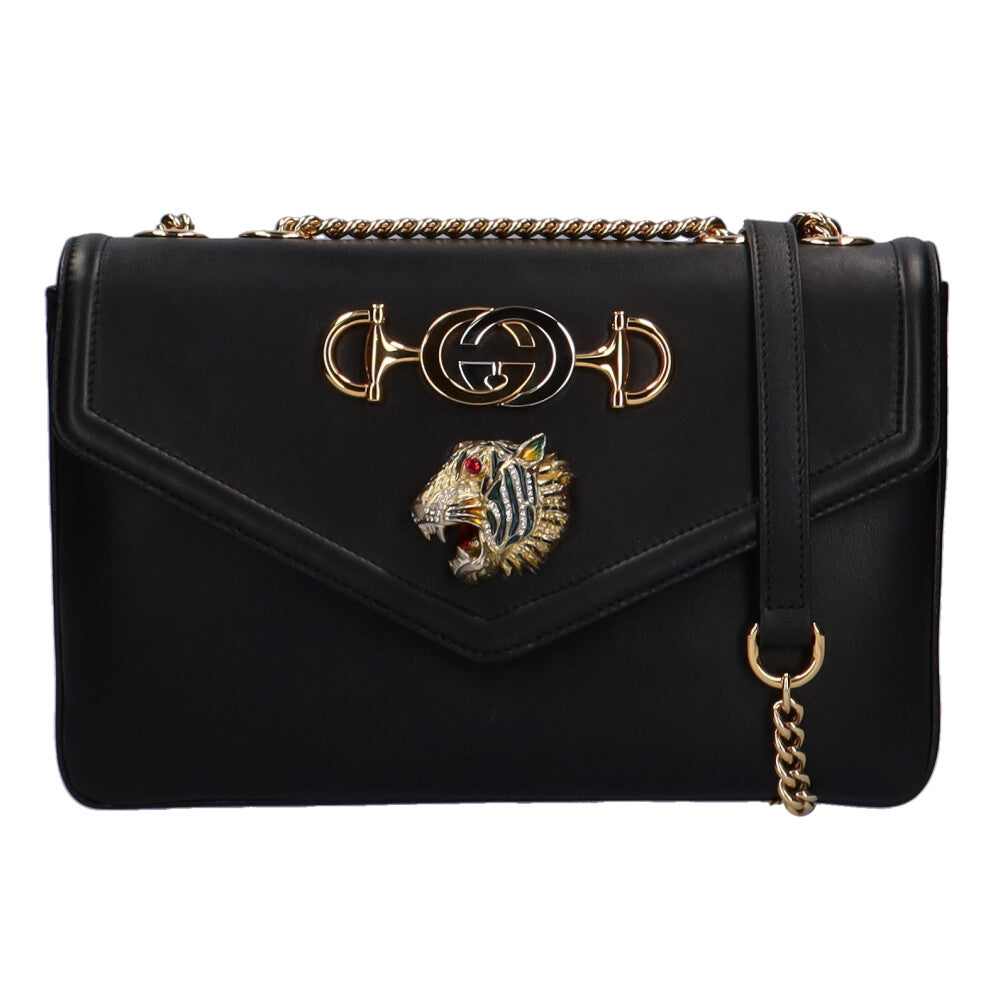 GUCCI Medium Raja Shoulder Bag Leather Black Women's Used – 【公式】リサイクルキング  オンラインショップ