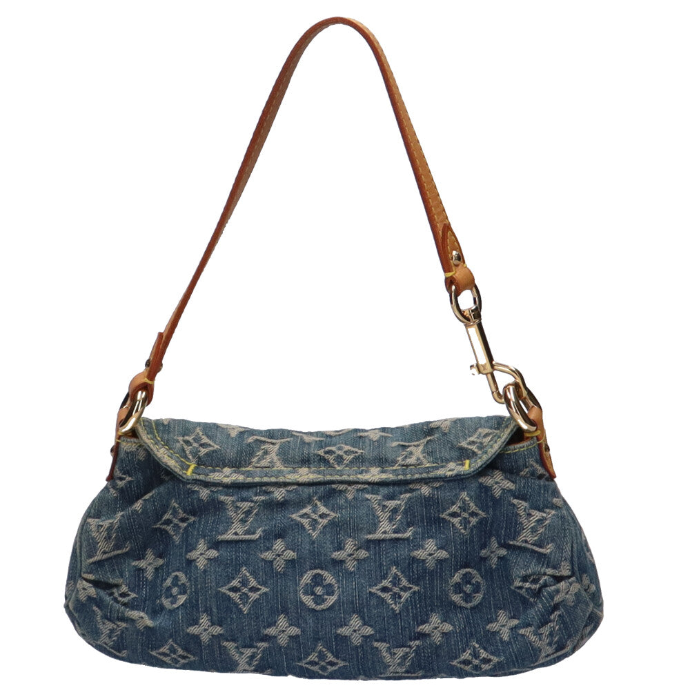 ルイヴィトン LOUIS VUITTON ミニプリーティ モノグラム ショルダーバッグ モノグラムデニム ブルー レディース 中古