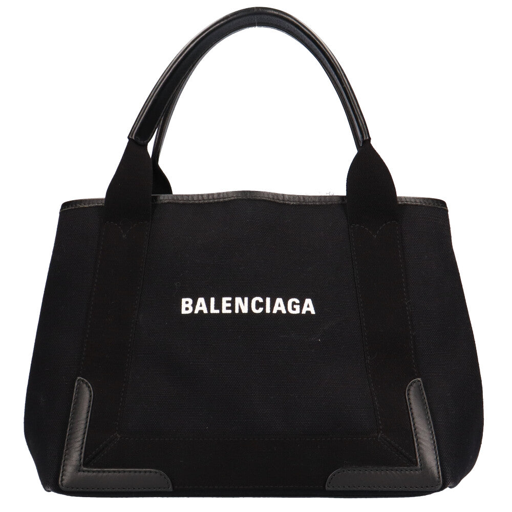 バレンシアガ BALENCIAGA ネイビーカバス トートバッグ キャンバス ブラック レディース 中古