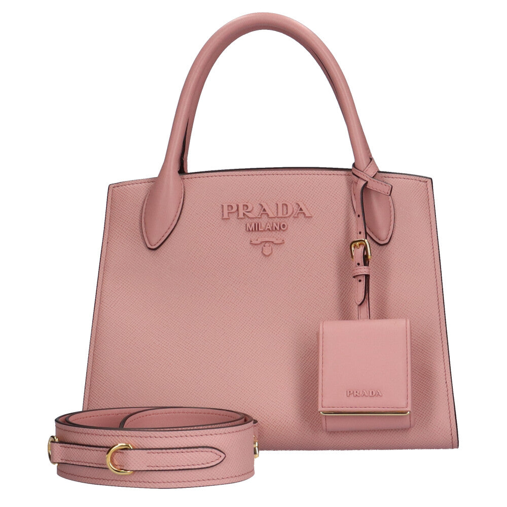 プラダ PRADA サフィアーノ ショルダーバッグ レザー ピンク レディース 中古