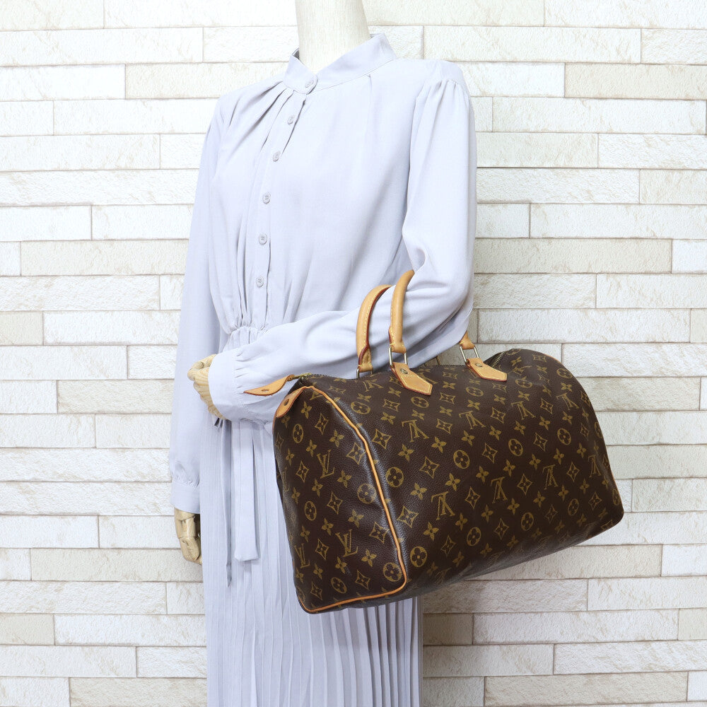 Louis Vuitton Speedy 35 Monogram Handbag Monogram Canvas Brown Women s Used