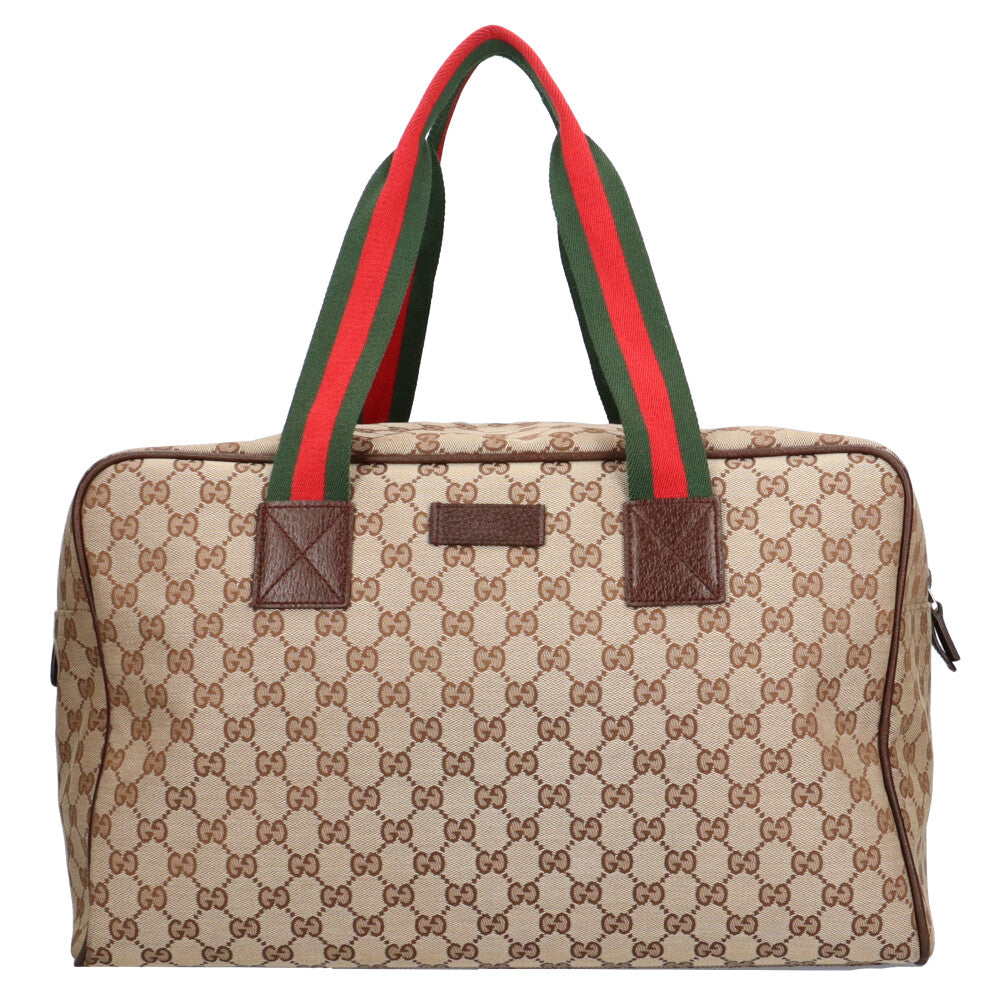 グッチ GUCCI ボストンバッグ GGキャンバス ベージュ ユニセックス 中古