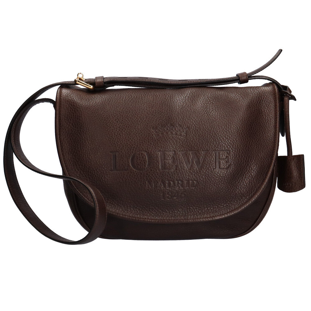 ロエベ LOEWE ヘリテージ ショルダーバッグ レザー ブラウン レディース 中古