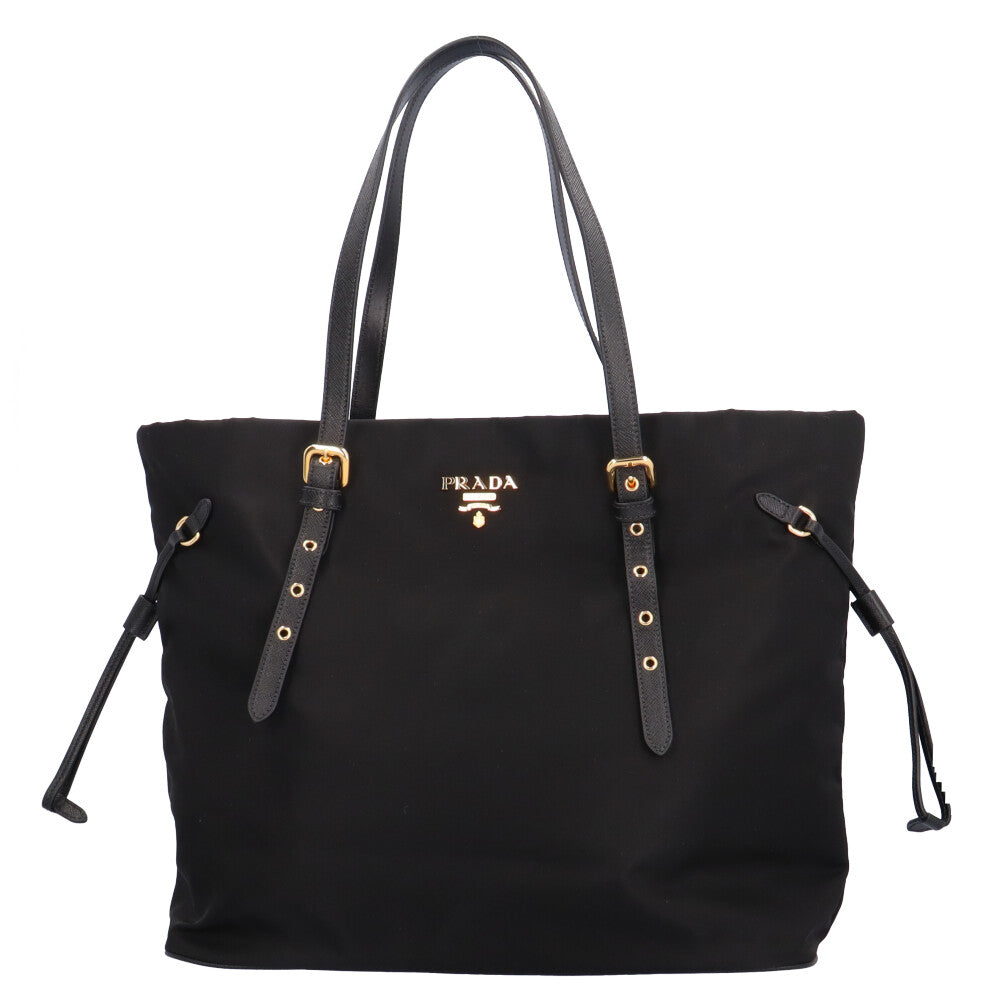 PRADA Tessuto Saffiano Tote Bag Nylon Black Women s Used